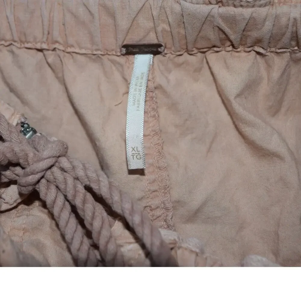 Free People Cargo Utility Shorts XL Dusty Rose Pink Drawstring Multi Pocket